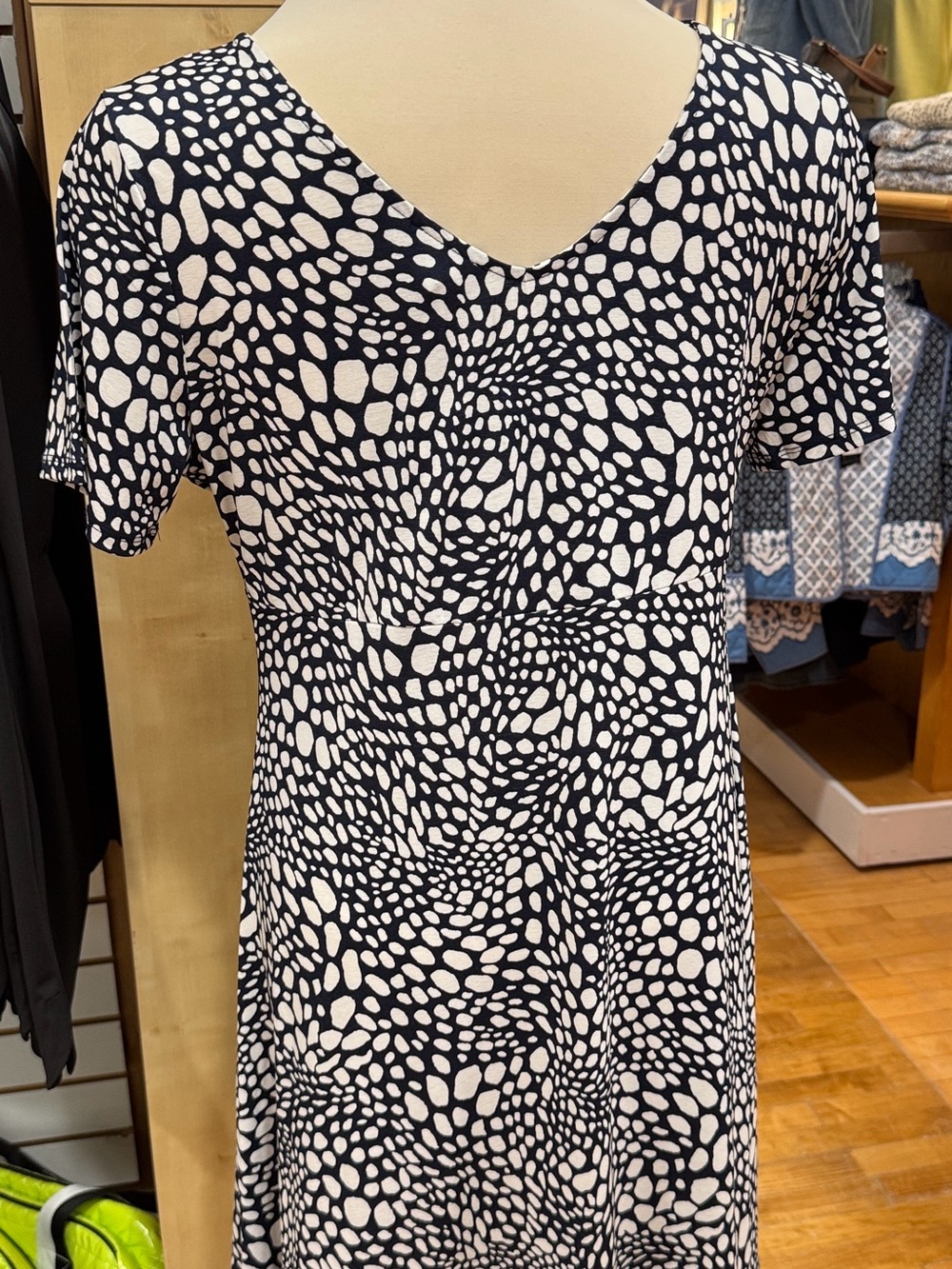 MARBLE Black and White Printed Midi Dress